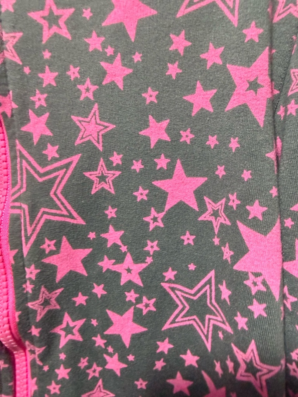 hoodiebuddie Star Print Zip Hoodie - Gray with Hot Pink Stars - Picture 2 of 5